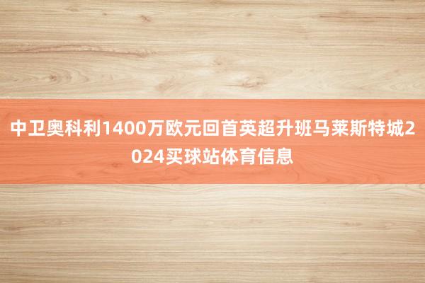 中卫奥科利1400万欧元回首英超升班马莱斯特城2024买球站体育信息